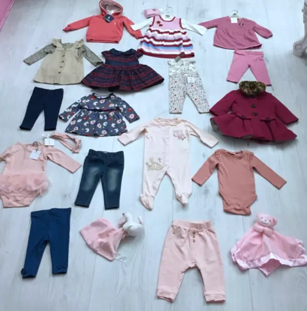 PACCHETTO VESTITI INVERNALI BAMBINE ETÀ 3-6 MESI LOTTO LAVORO cappotto jeans romper x21