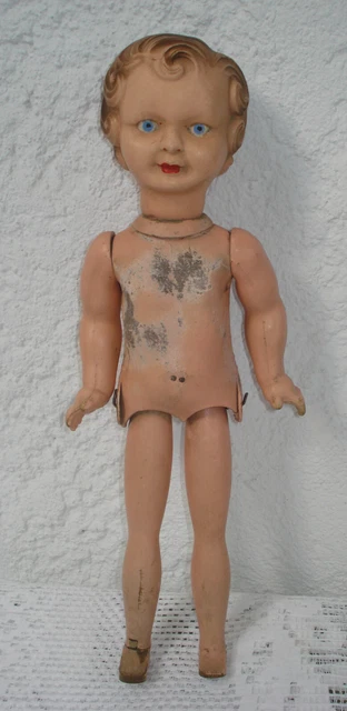 Poupée Ancienne GEGE – Bébé Garçon – Yeux De Verre, Cheveux Moulés – 55 Cm – France 1930
