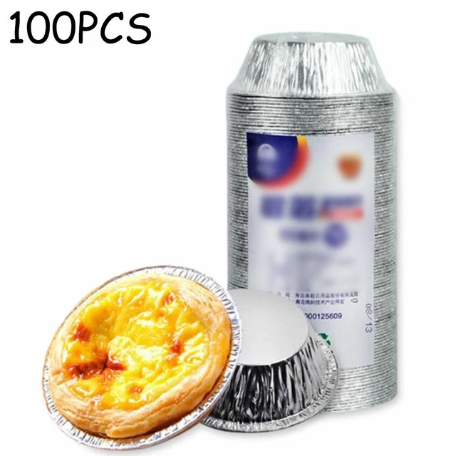 Herramienta de molde para hornear tarta de huevo de hojalata hágalo usted mismo desechable para el hogar pudín plateado