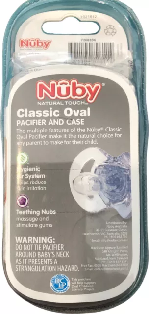 Nuby Natural Touch Classic Oval Pacifiers Dummy Dummies 2 Pack Size 0-6 Months 2