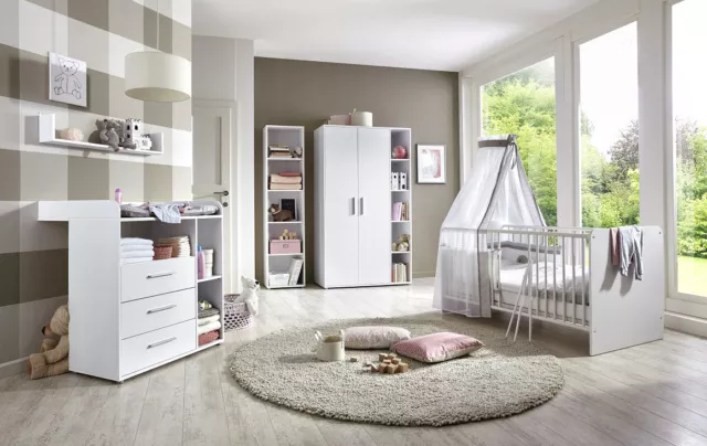 Babyzimmer Kinderzimmer komplett Set Babymöbel Komplettset umbaubar KIM 3 weiß