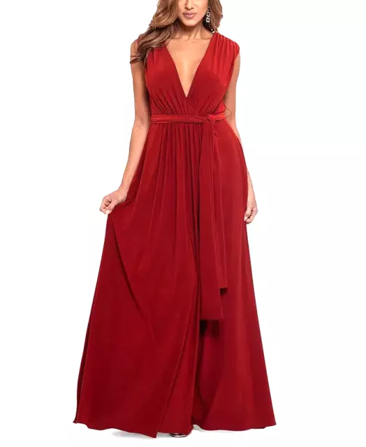 Betsy & Adam Tie-Waist Gown MSRP $209 Size 6 # 14A 1537 Blm