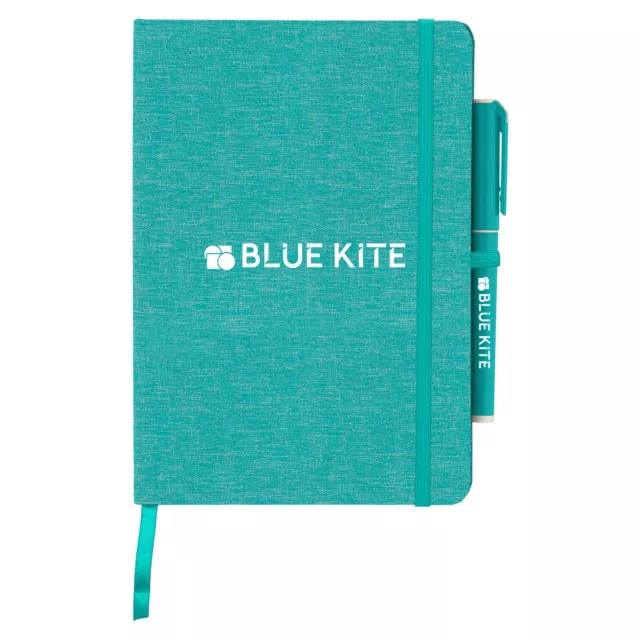 Personalized Melville 5.8" x 8.3" RPET Notebook & Islander Bio Pen Gift Set 50