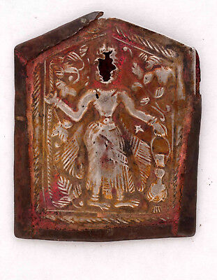 Small silver antique devotional plaque with Goddess Parvati,  India 19th century