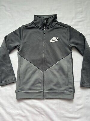 nike track jacket boys xs grey full zip polyester