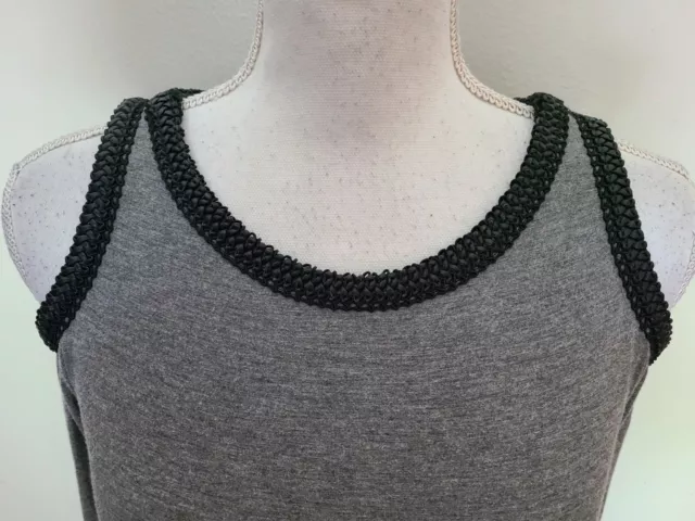 S4 Bailey 44 Harlow Cold-Shoulder Top w/ Braided Trim Gray/Black Size XS 2