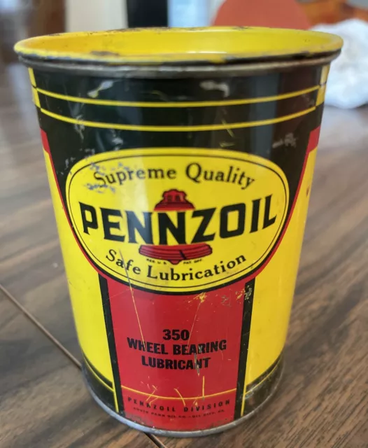 Vintage Pennzoil 350 Wheel Bearing Lubricant Empty Metal Can - Clean finish