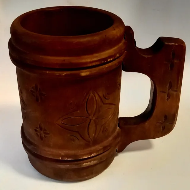 💥Vintage Large Wooden Mug Beer Mug Old Beautiful USSR 19th Century