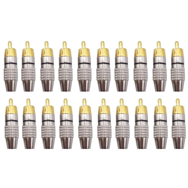 20pcs Gold Plated Soldering Audio Video RCA Male Plug Adapter Connector