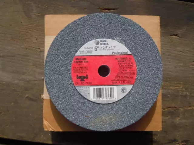Black & Decker Bench Grinding Wheel, 5 x 3/4 x 1/2, Lot of 2 Grinding Wheels