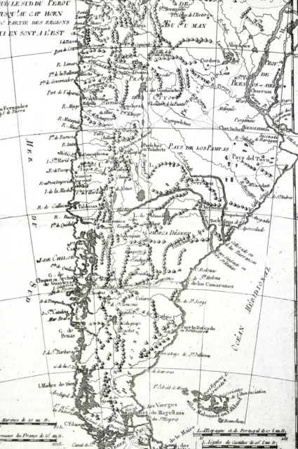 1780 Bonne Map Argentina Chile Patagonia Buenos Aires Santiago South America 2