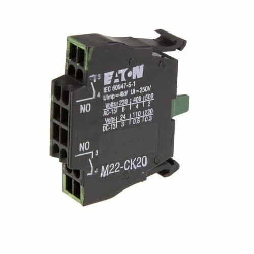 1PC EATON M22-CK20 Contact Block 2NO Spring-cage Black