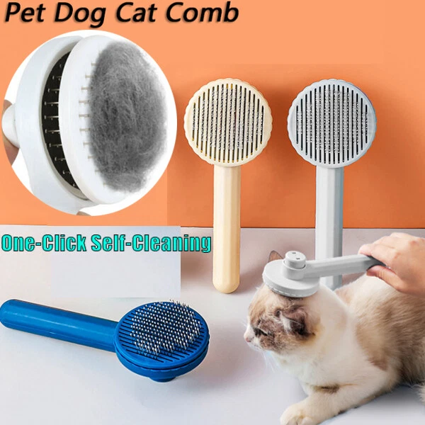 Pet Dog Cat Brush Grooming Slicker Self Cleaning Slicker Brush Massage Hair Comb