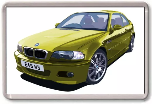 FRIDGE MAGNET -  BMW E46 M3 GRAPHIC CAR ART - 3 series - Large
