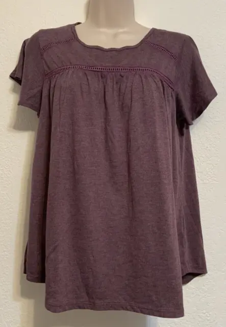 Olivia Sky Womens Purple Short Sleeve Blouse T Shirt Size M