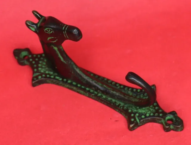 Green Horse Antique Style Handmade Brass Cup Key Cloth Hanger Wall Mounted Hook 16