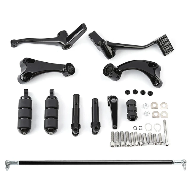 BLACK REAR CONTROLS Footpeg Levers Linkages For Harley Sportster Iron