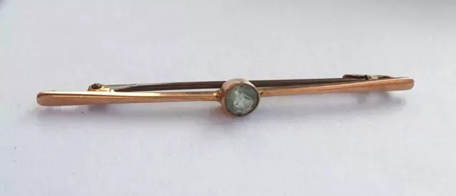 9ct Vintage Rose Gold Natural Aquamarine Pin / Brooch 59p Start & No Reserve.