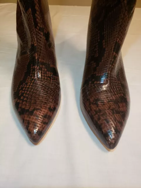 LOEFFLER RANDALL SNAKE Skin Pattern Mocha Gloria Tall Kitten Heel Boots ...