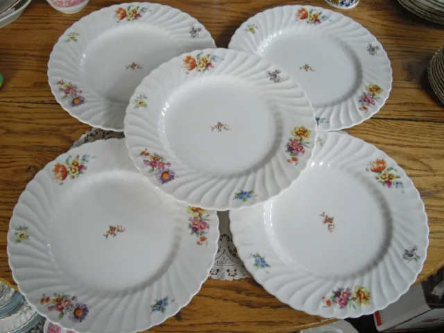 Vintage Syracuse China Flower Swirl 10 1/4" Plates ~ Set of 5 ~