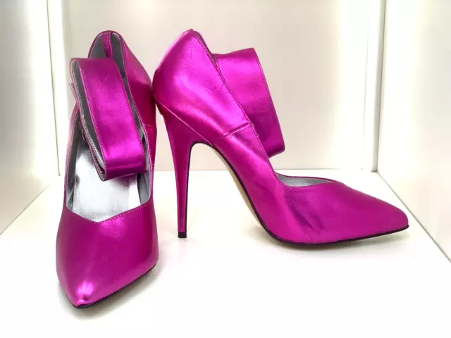 14 cm 43 42 41 Sexy sky high heels pink metal pumps Italian Heels vero cuoio