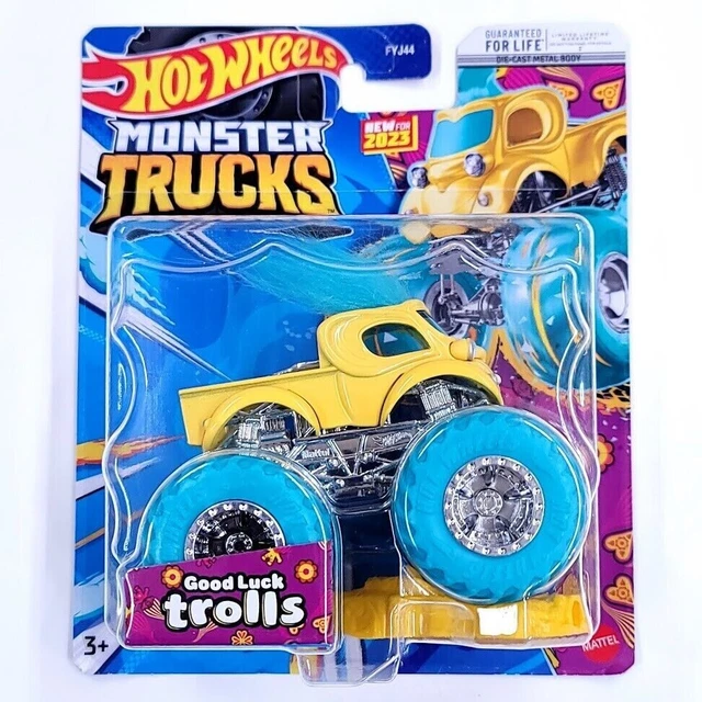 NEW 2023 HOT Wheels Monster Trucks Good Luck Trolls Connect & Crash Car