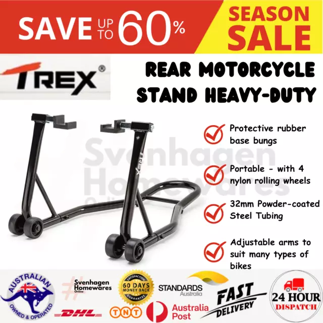 T-REX Rear Motorcycle Stand Heavy-Duty Motorbike Lift Paddock Carrier Bike Fork