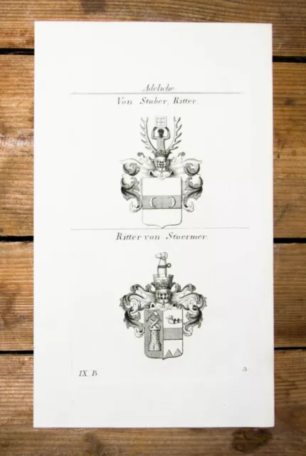1826 Wappen Adelige von Stuber Stürmer Kupferstich Tyroff