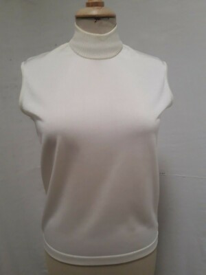 PULL D'ETE TOP HAUT maille jersey ivoire T36 VINTAGE 60's WOMEN'S SHIRT size XS