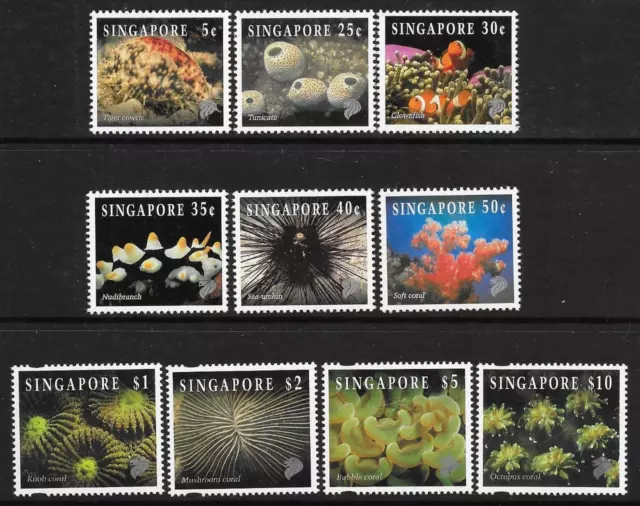 Singapore 1994-97 Reef Life Set to $10 (Later Printings by Enschede/Questa): MNH