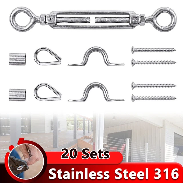 20PCS G316 STAINLESS Steel Wire Turnbuckle Balustrade Kit Handrail