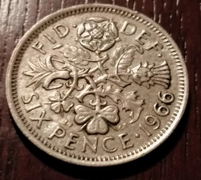 England Six Pence 1966