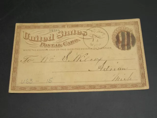 USA 1874 Ionia Mich postal card toned *38254