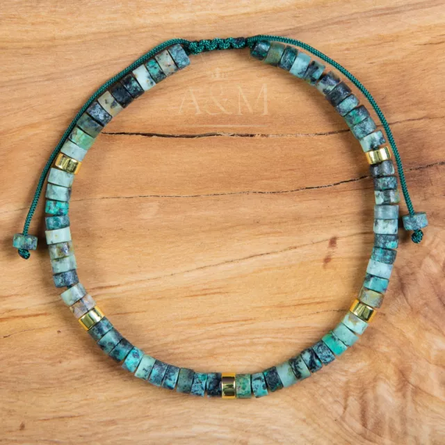 African Turquoise Classy Bracelet Minimalist 4mm Beaded bracelet Adjustable Gift