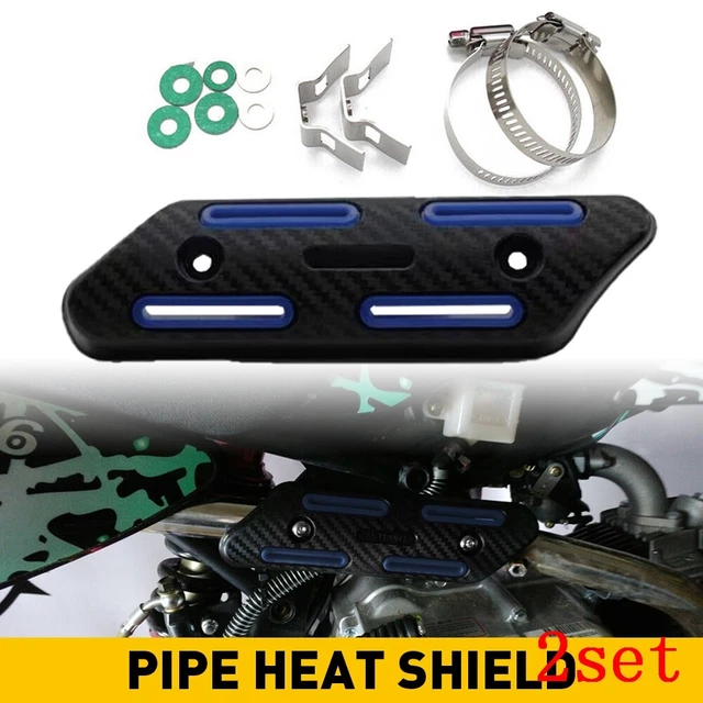 2X Exhaust Muffler Pipe Heat Shield Cover Heel Guard Universal Blue Motorcycle
