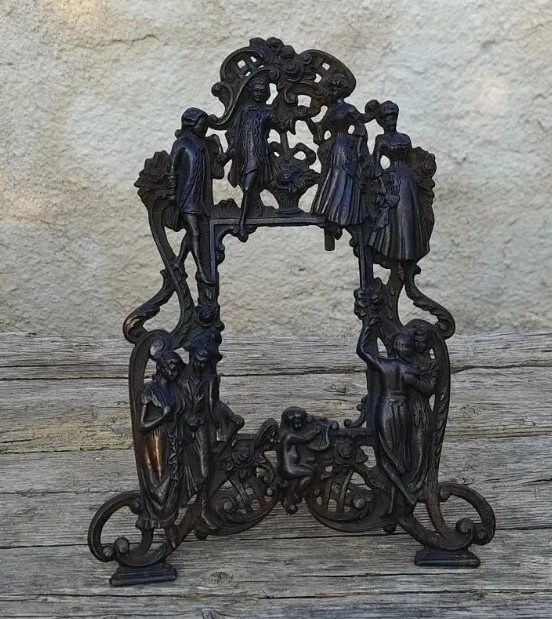 Cornice Portafoto D'epoca Stile Liberty In Metallo Traforato Victorian Ornate