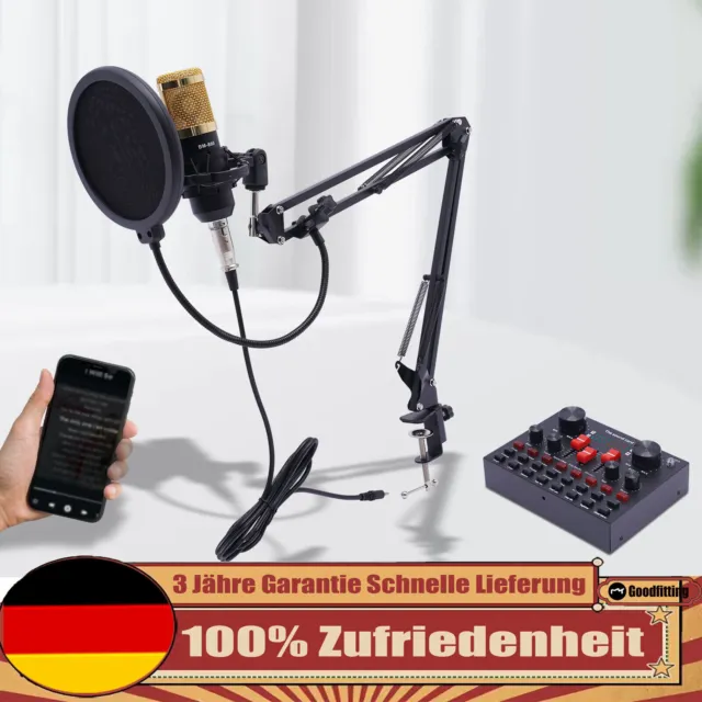 Schwarz Mikrofon + V8s Live Sound Card Kondensator Mikrofon Bundle USB-Ladekabel