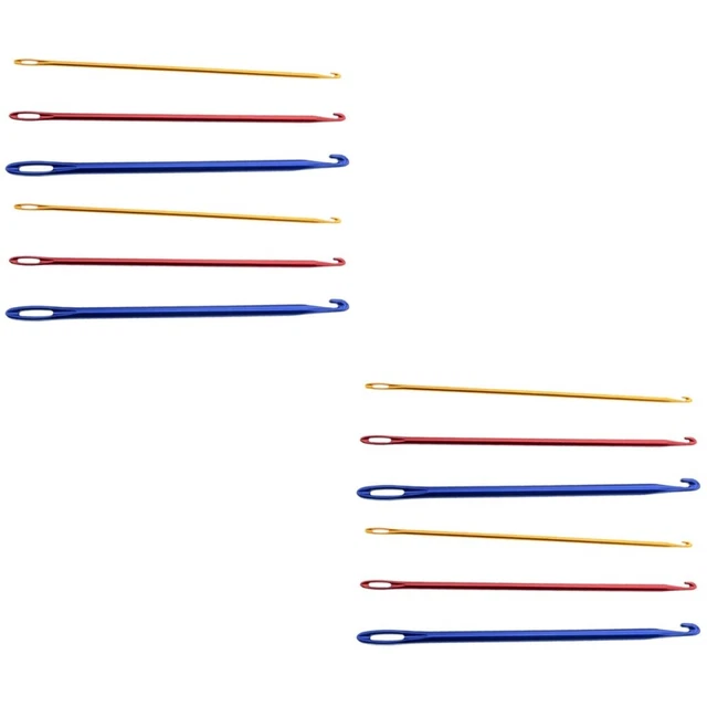 12 un. agujas de ganchillo de orificio grande de aluminio herramientas de tejido agujas de tejido para