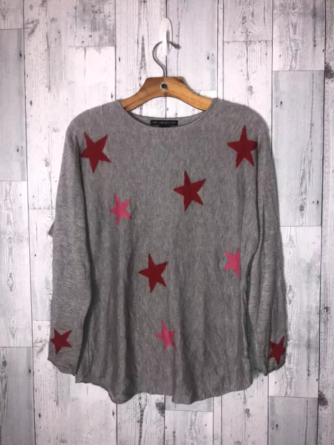 Women’s Soft Two Twenty Five Gray Pink Stars Pullover Sweater Size Large