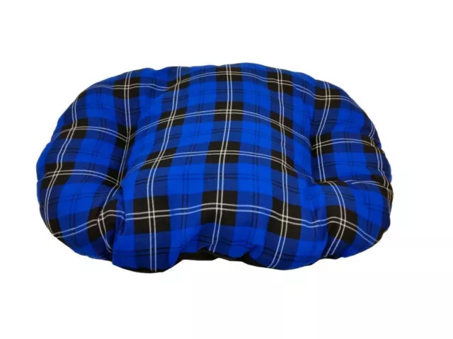 MEDIUM BLUE TARTAN Cotton Dog Cat Bed Cushion To Put In Bottom Of Basket UK Made