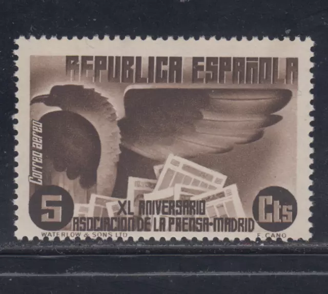 ESPAÑA (1936) NUEVO SIN FIJASELLOS MNH SPAIN - EDIFIL 713 (5 cts) PRENSA L1