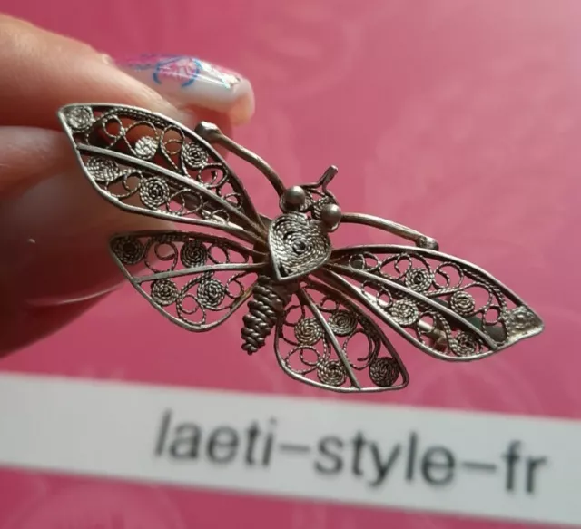 I10102magnifique broche papillon en argent filigrané french silver jewel vintage