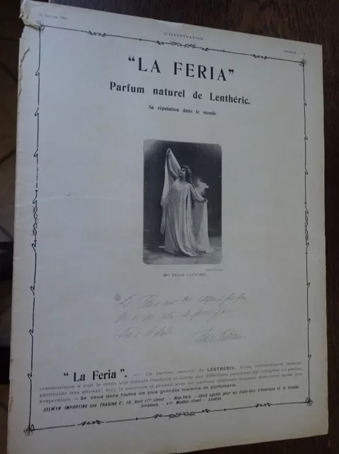 LENTHERIC parfum La Féria Mme Félia LITWINE publicité papier ILLUSTRATION 1904