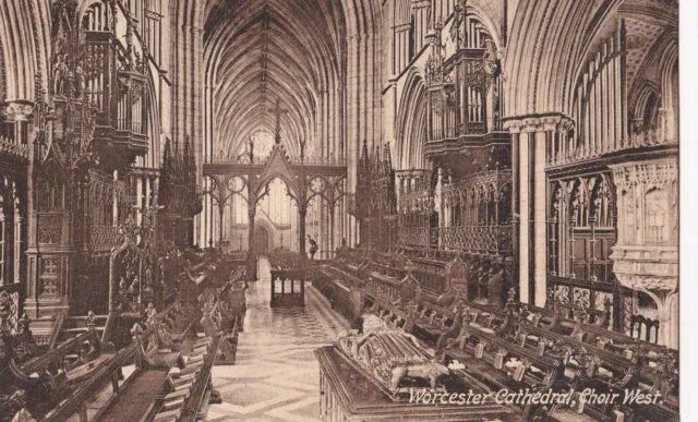 Vintage Postcard - Worcester Cathedral, Choir West - Unposted 2771