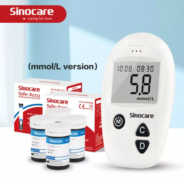 Sinocare Diabetes Sugar Meter Blood Glucose Monitor Testing Kit or Test Strips