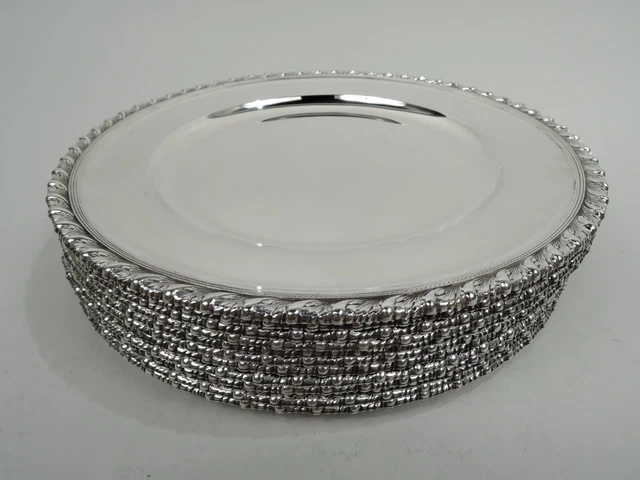 Tiffany Dinner Plates 18887 Antique Edwardian Georgian American Sterling Silver