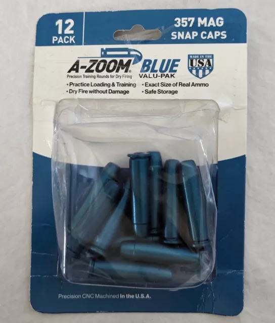 Pachmayr A-Zoom Precision Metal Snap Caps 357 Magnum, Blue, 12 Pack - 16319