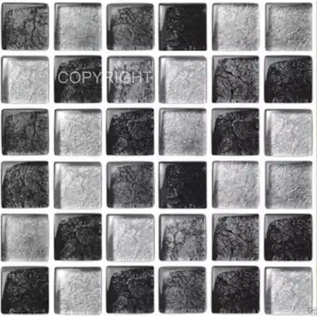 Black Glass Metallic Mosaic tile stickers transfers Kitchen Bathroom peel stick