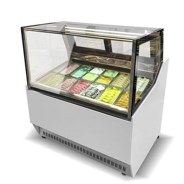 12 Pan 835W 110V Hard Ice Cream Display Case Showcase Cabinet Freezer Commercial