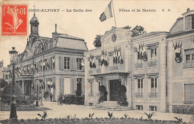 Cpa 94 Houses Alfort Hall Des Festes Et La Mairie